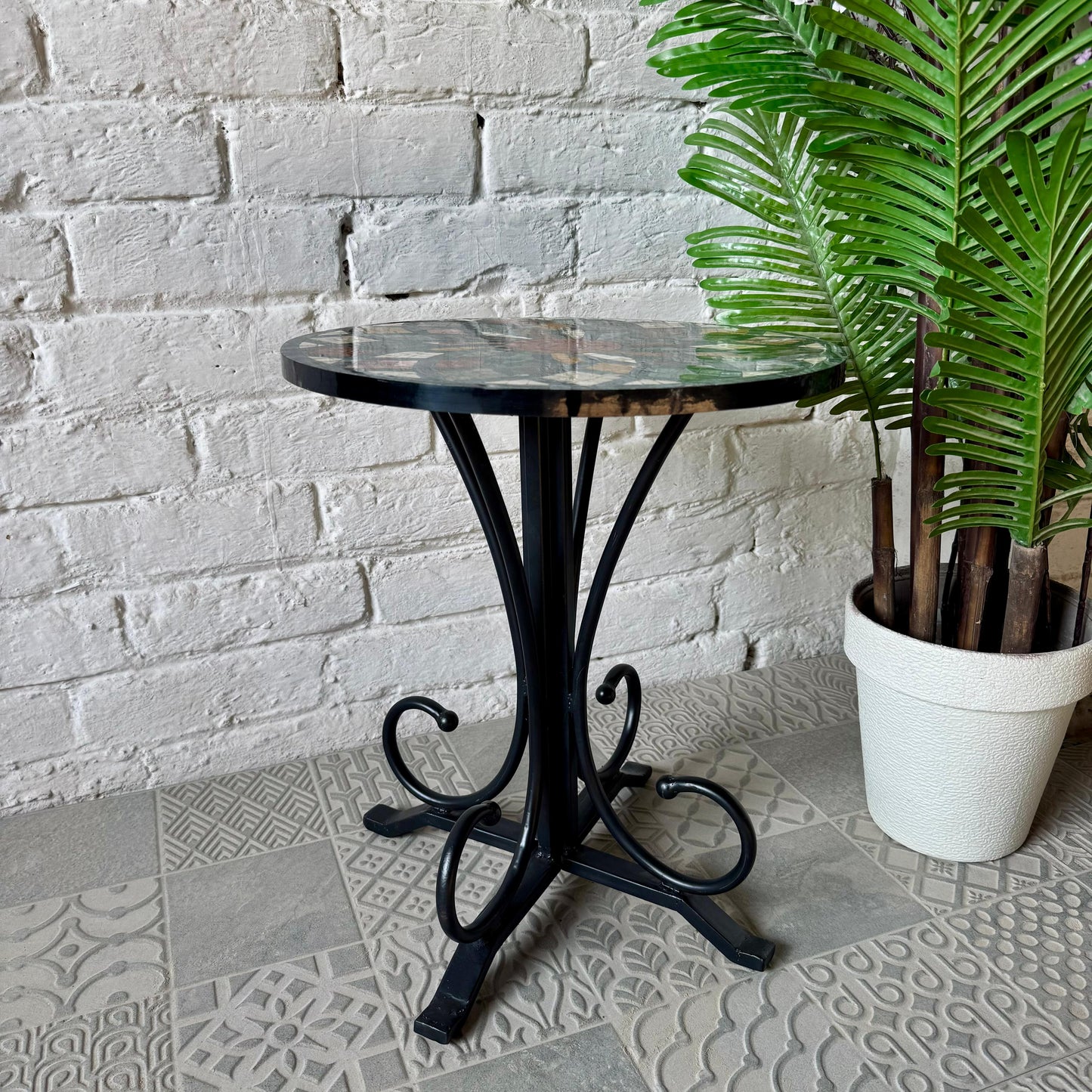 Outdoor Vibrant Multicoloured Stone Coffee Table