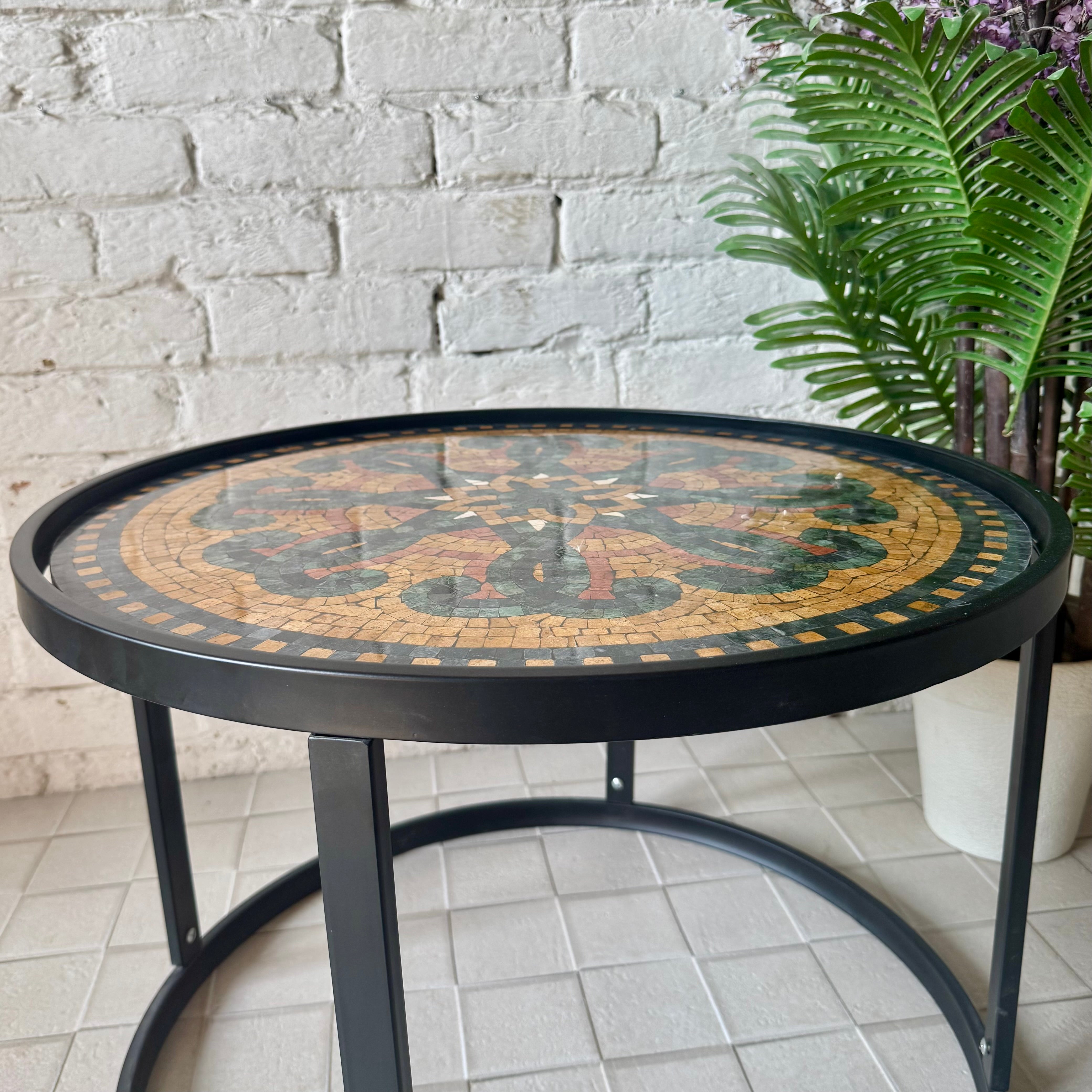 ARABESQUE PATTERN MOSAIC COFFEE TABLE FOR WESTERN HOME DECOR