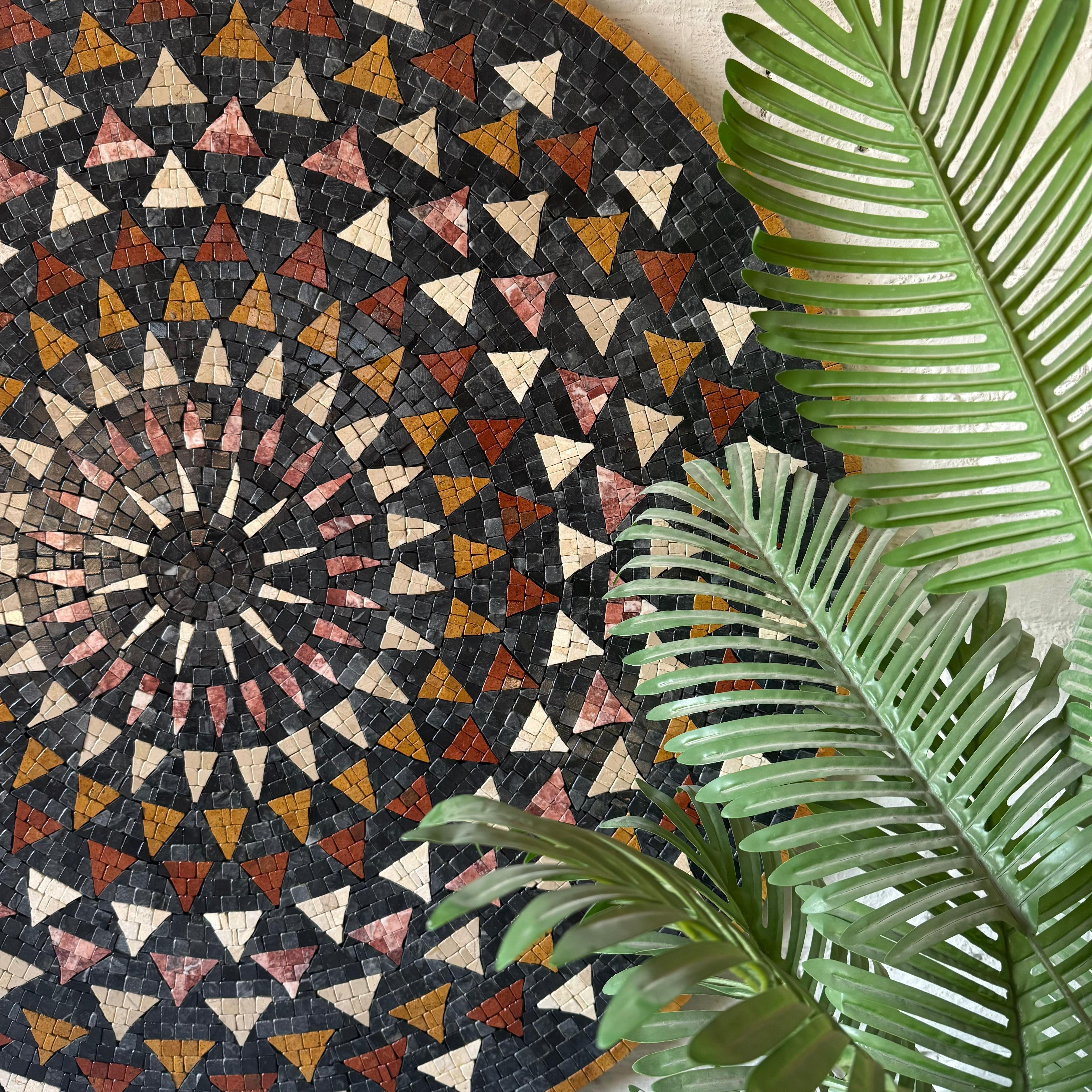 Premium Circular Mosaic Stone Wall Art Unique Interior Decor with Framed Design