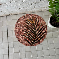Palm Leaf Mosaic Stool – Affordable Artisan Statement for Economy Home Decor