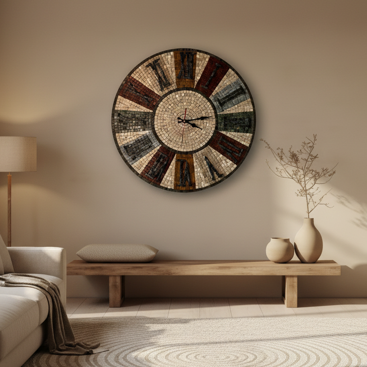 Premium Mosaic Stone Wall Clock - Art in Every Second