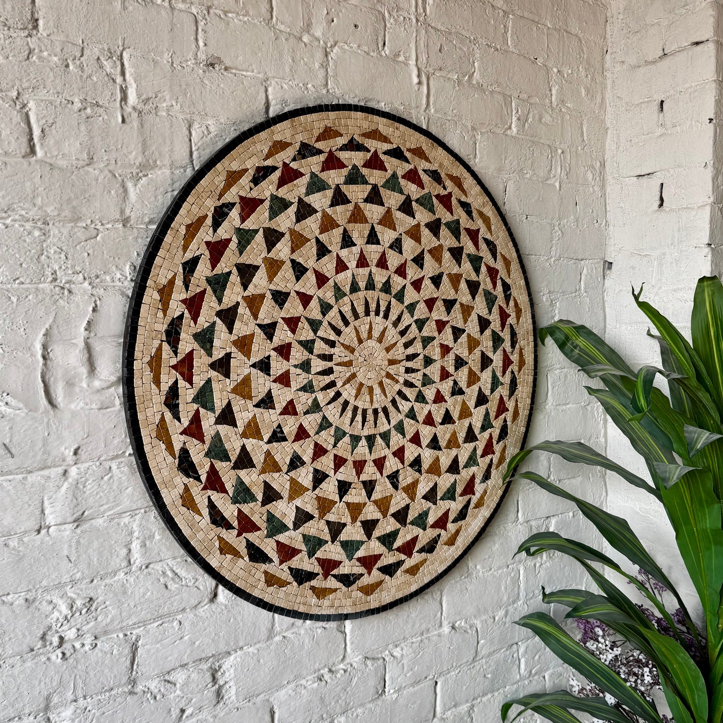 Premium Circular Mosaic Stone Wall Art Unique Interior Decor with Framed Design