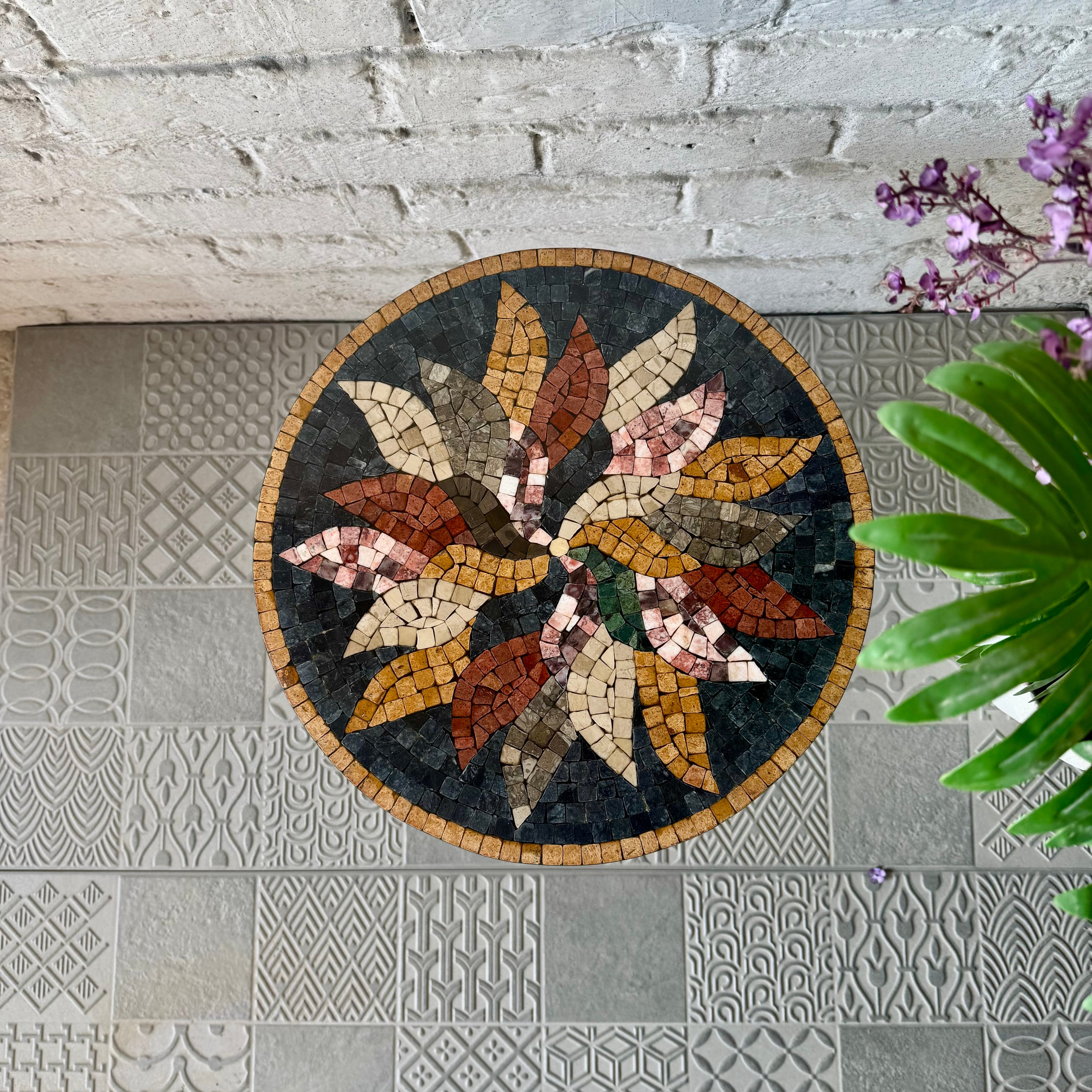 Dark Floral Harmony Mosaic Coffee Table