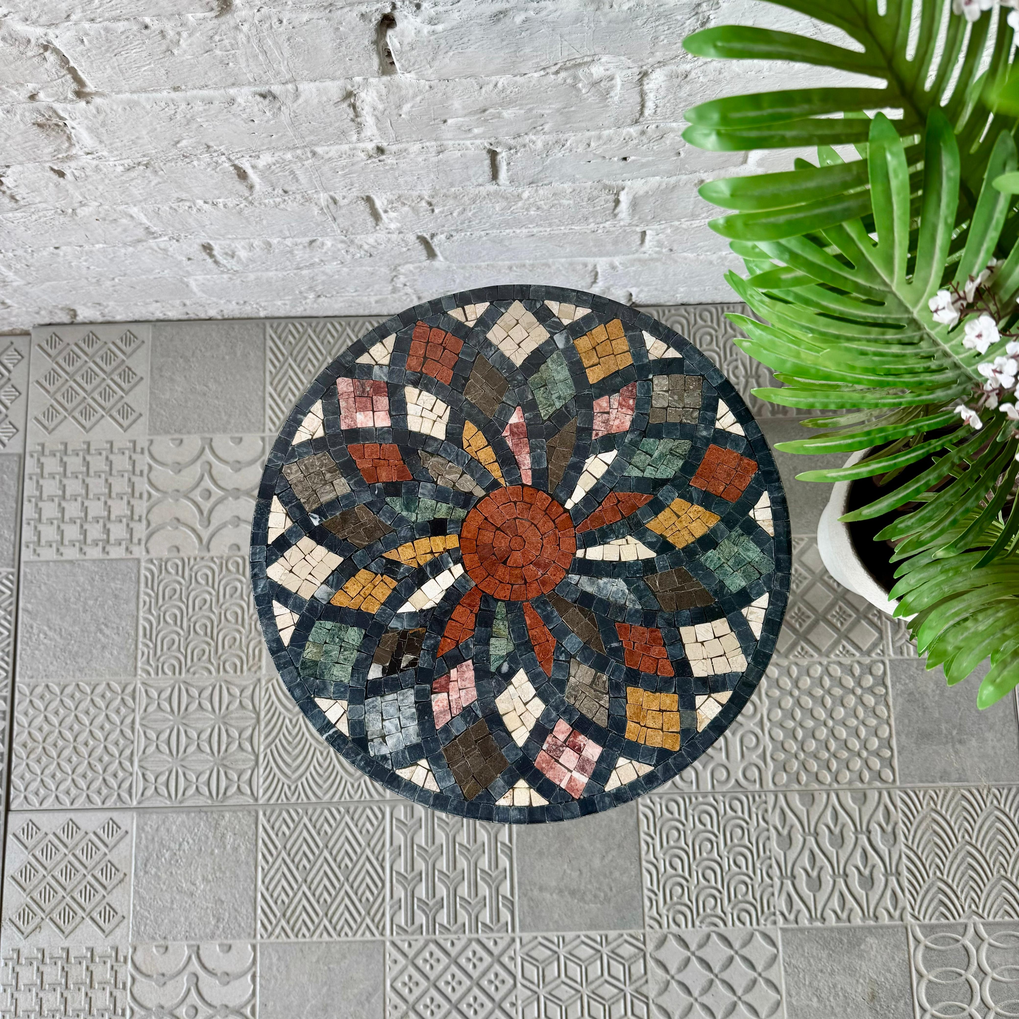 Outdoor Vibrant Multicoloured Stone Coffee Table for Creative Studios