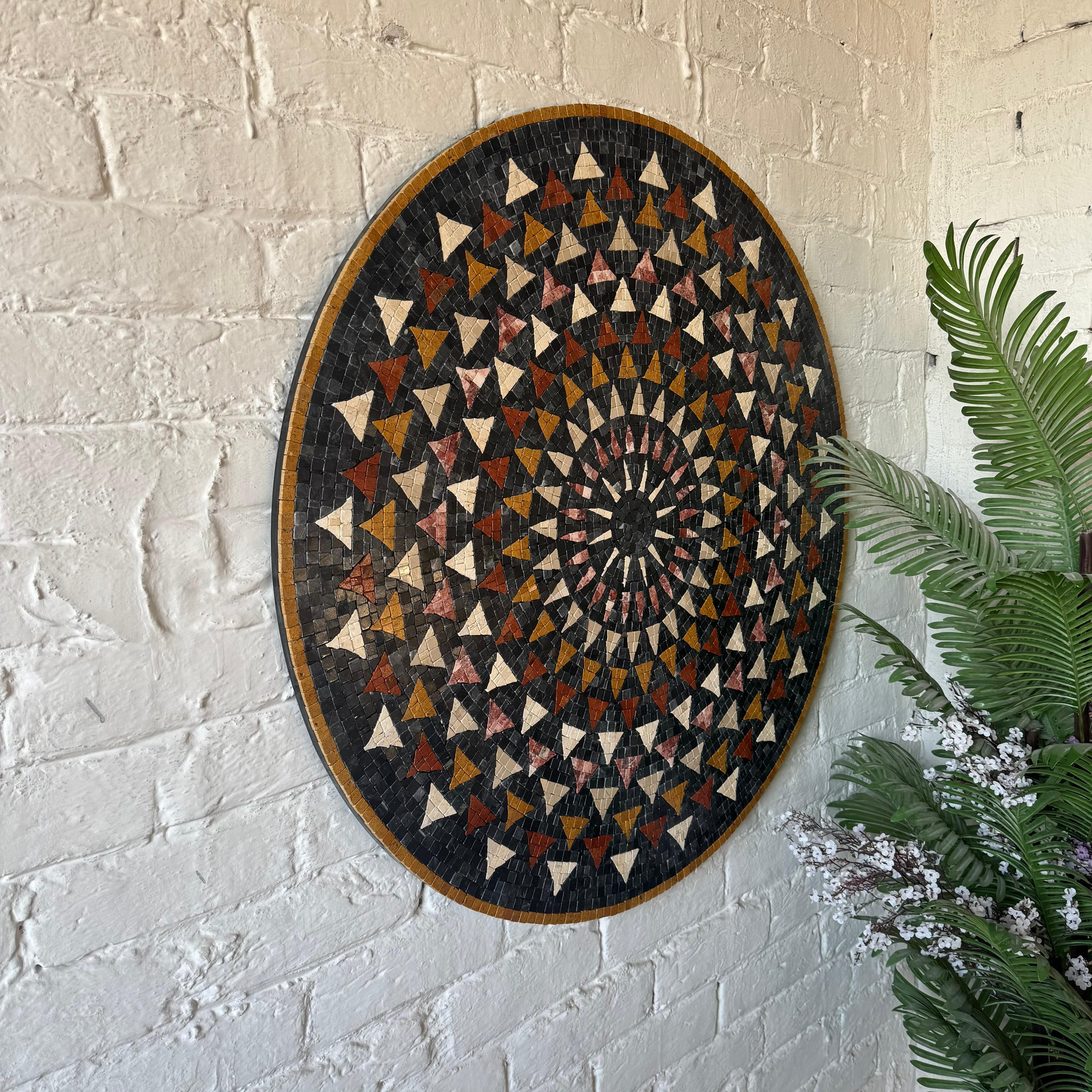 Premium Circular Mosaic Stone Wall Art Unique Interior Decor with Framed Design