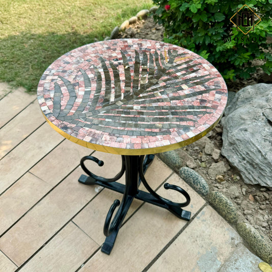 Outdoor Rosewood Tea Leaf Stone Coffee Table