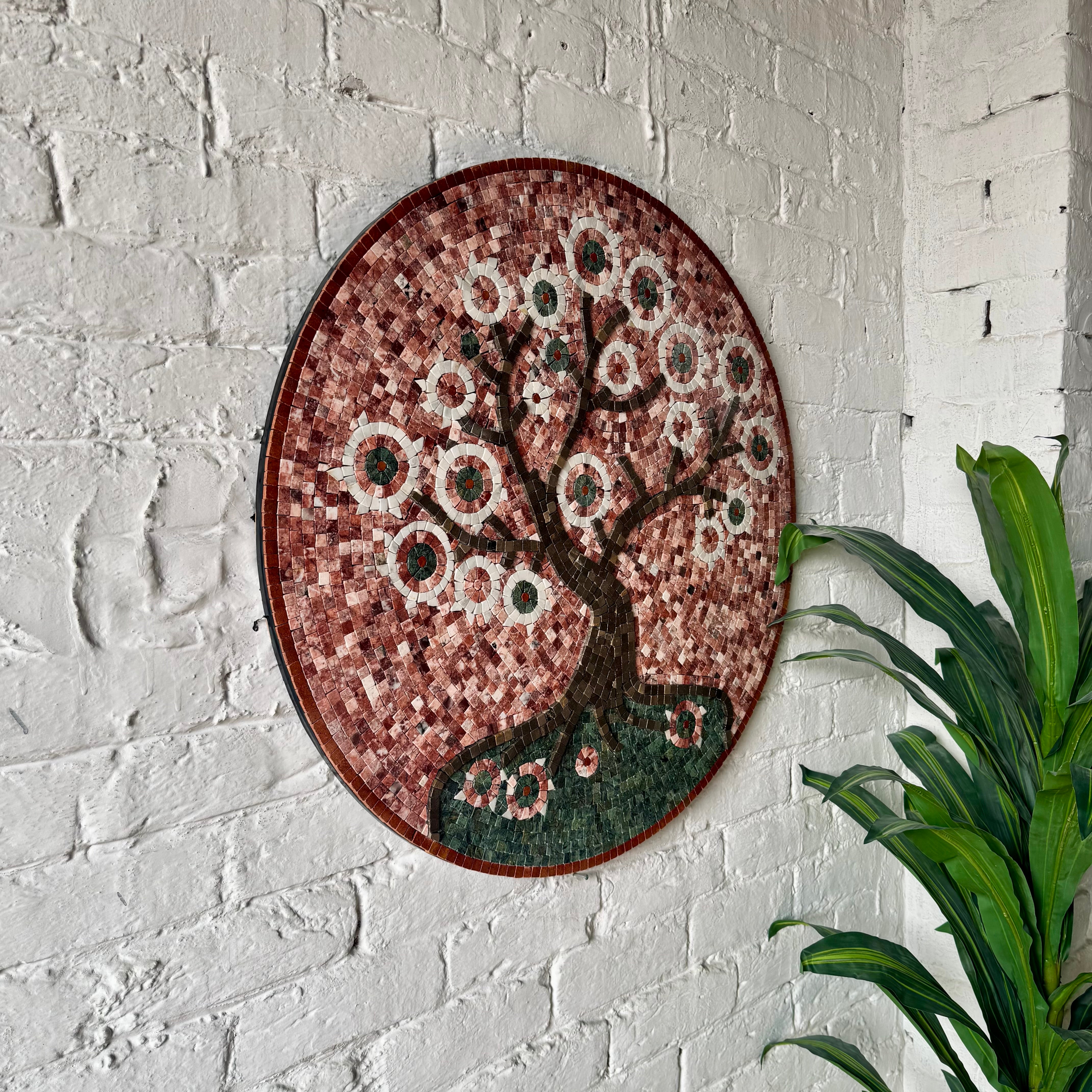 Flourishing Blossom Roots – Artistic Mosaic Stone Wall Art for Country Home Decor