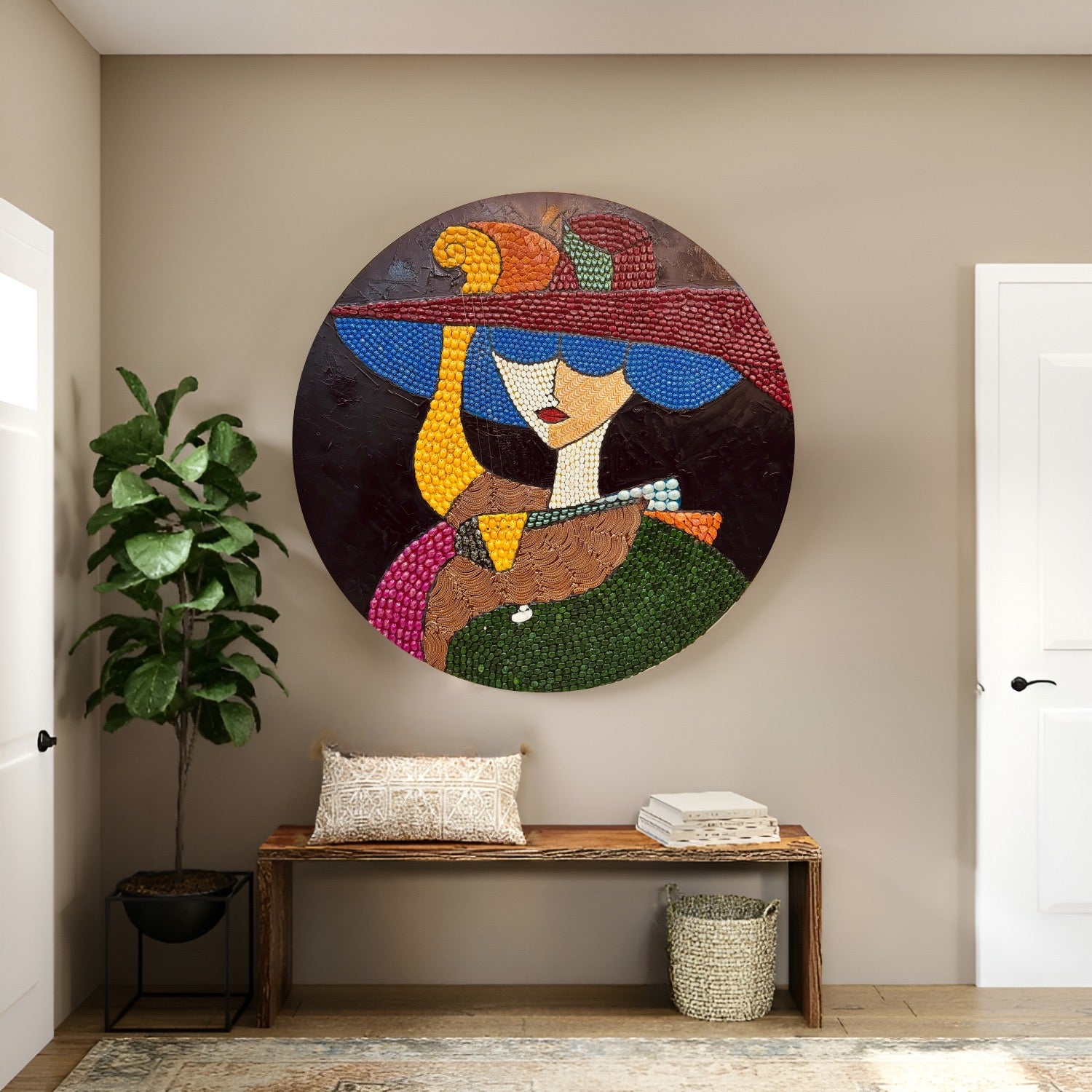 SIGNATURE HARMONY ART WITH LASANI SHEET and MULTI-COLOR WALL ART DESIGN