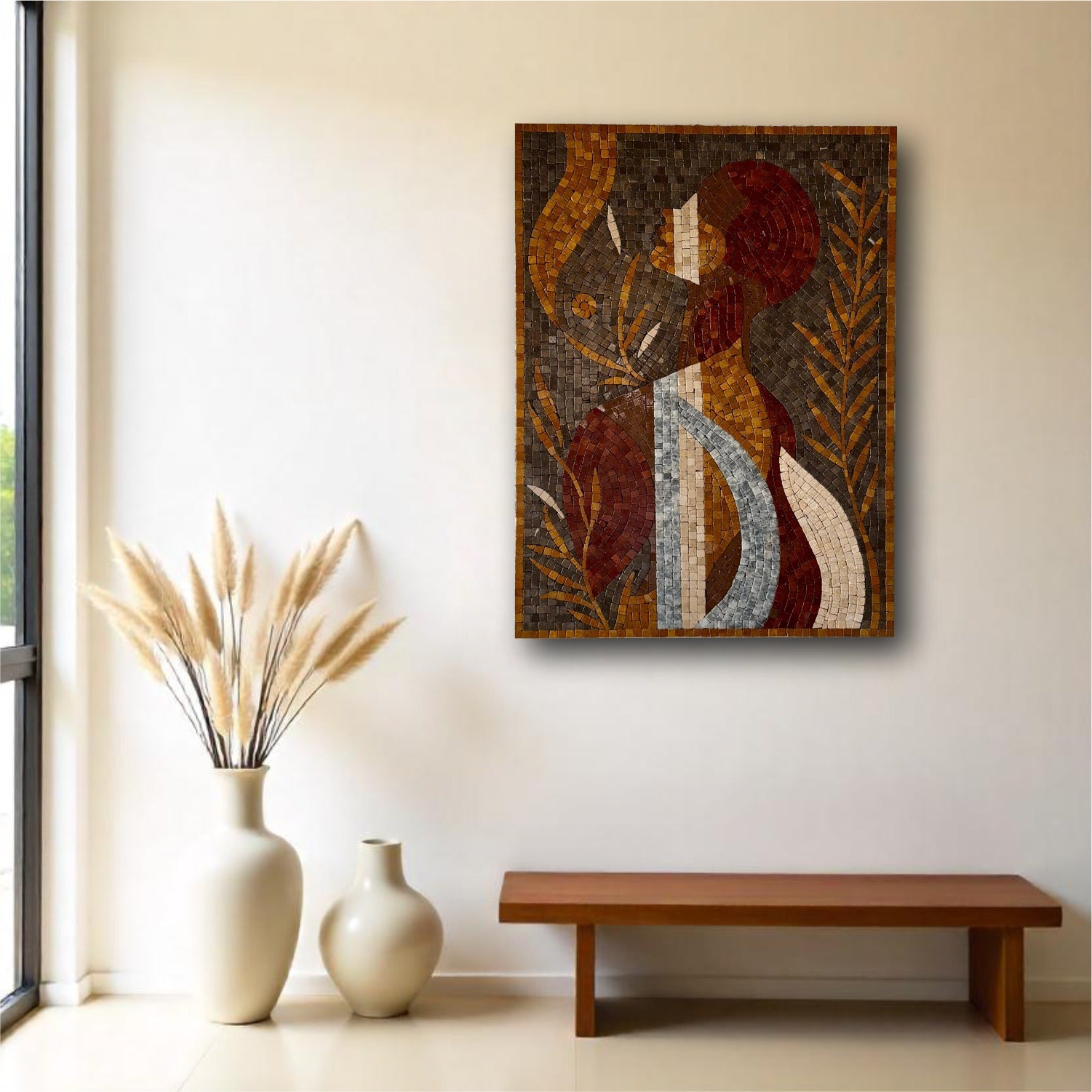 Rustic Stone Wall Art – Handcrafted Abstract Stone Composition