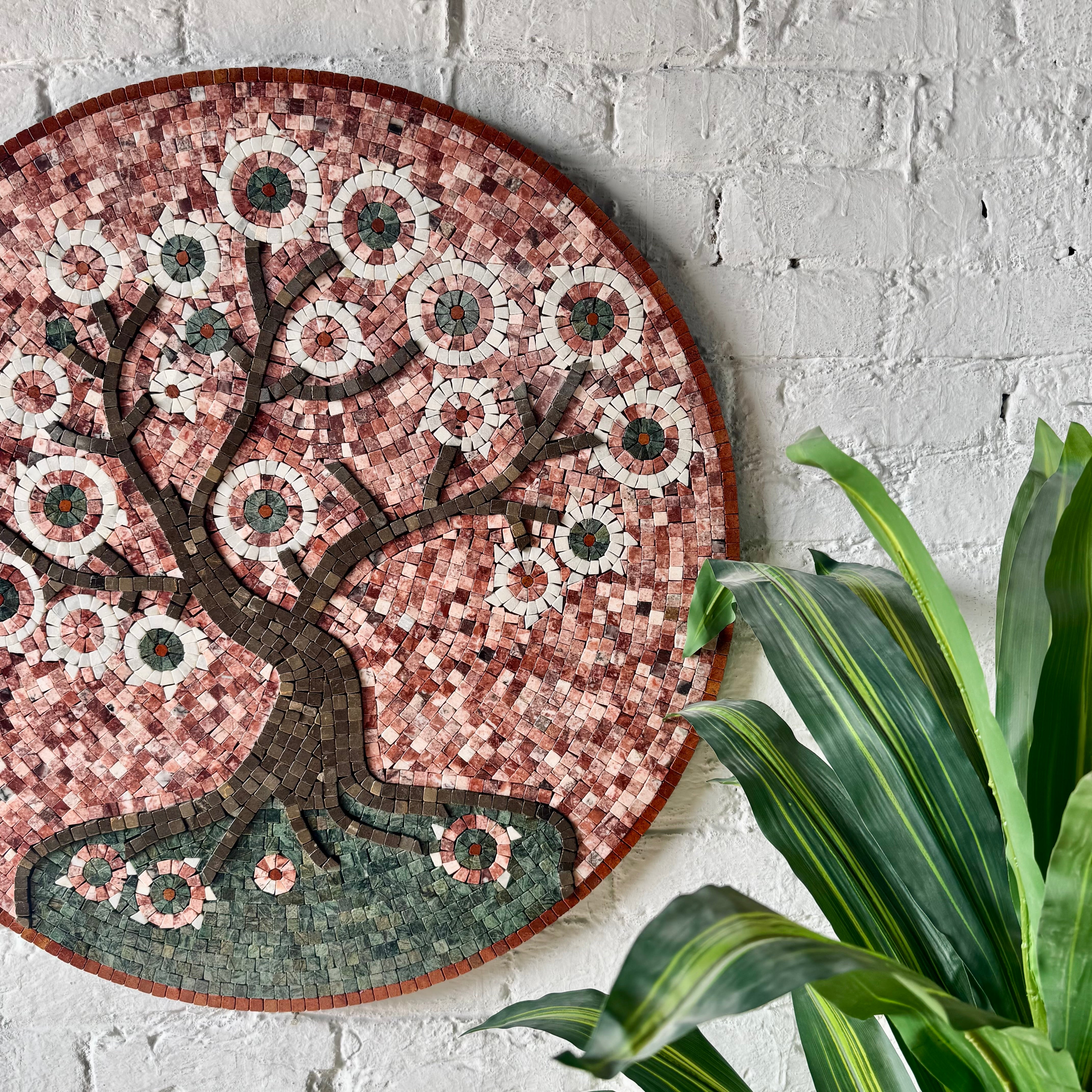 Flourishing Blossom Roots – Artistic Mosaic Stone Wall Art for Country Home Decor