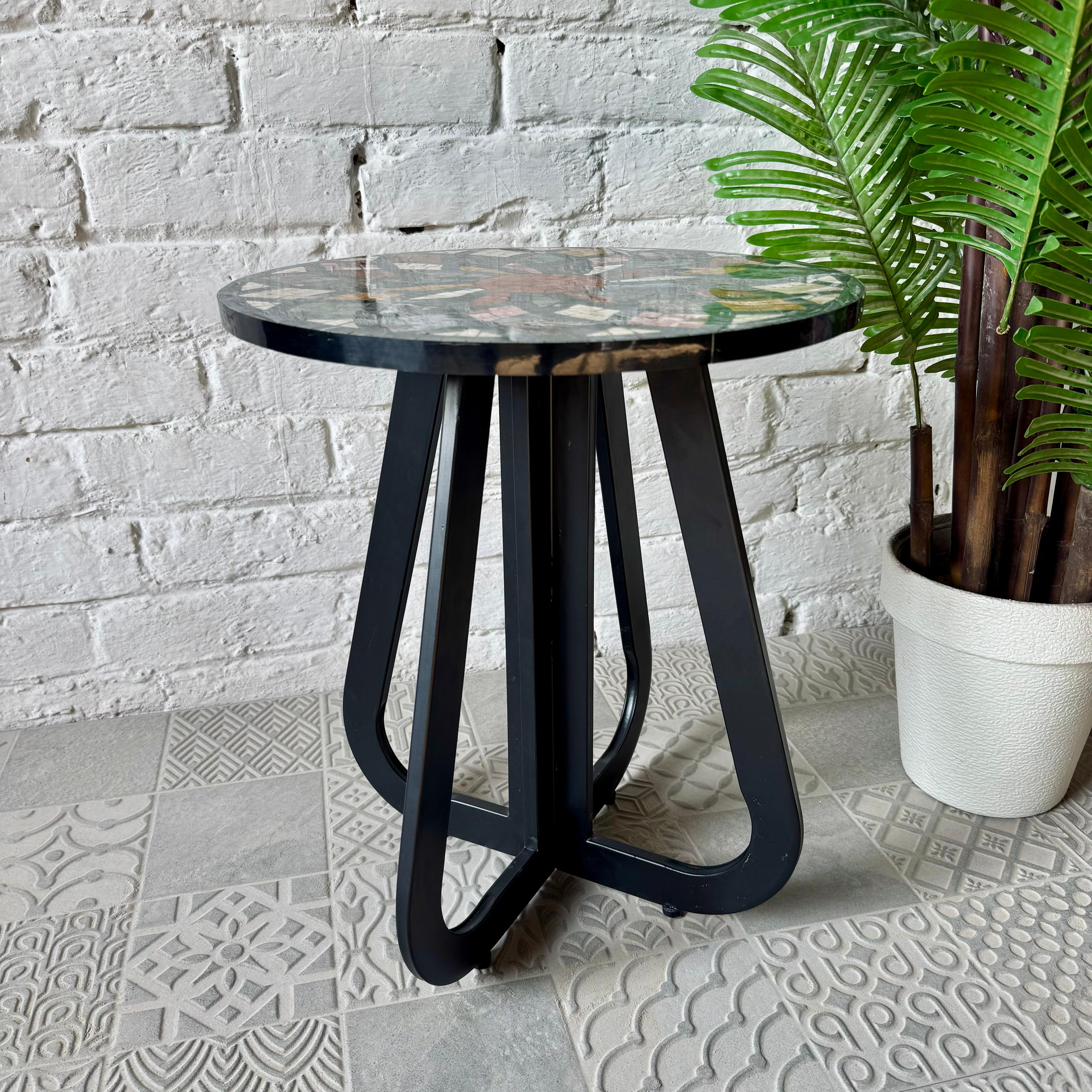 Indoor Vibrant Multicoloured Stone Coffee Table for Reception Space