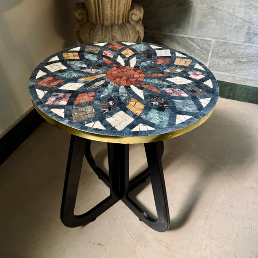 Indoor Vibrant Multicoloured Stone Coffee Table