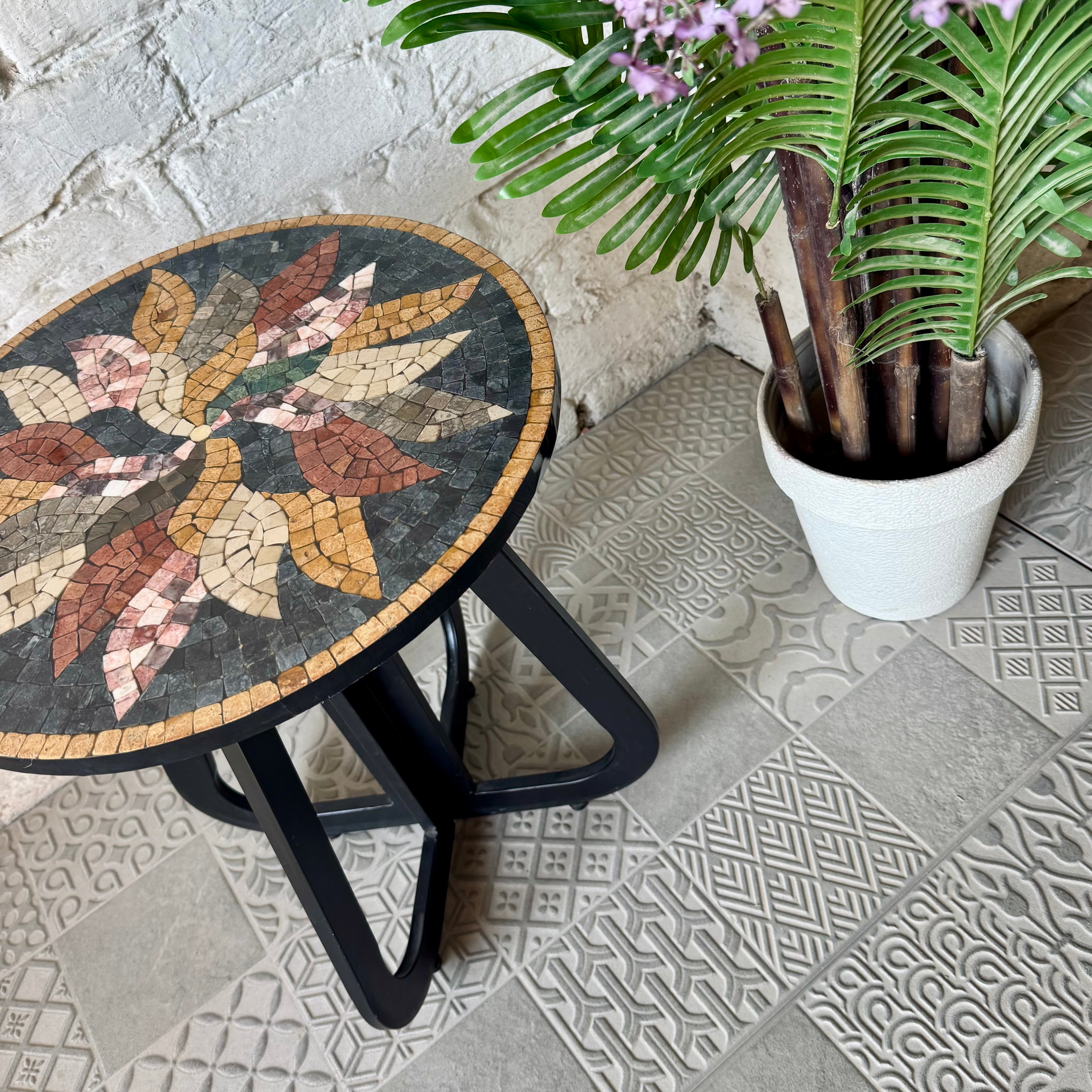 Dark Floral Harmony Mosaic Coffee Table