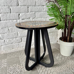 Aurora Mosaic Accent Coffee Table - Infinity Loop Base for Quirky Home Decor