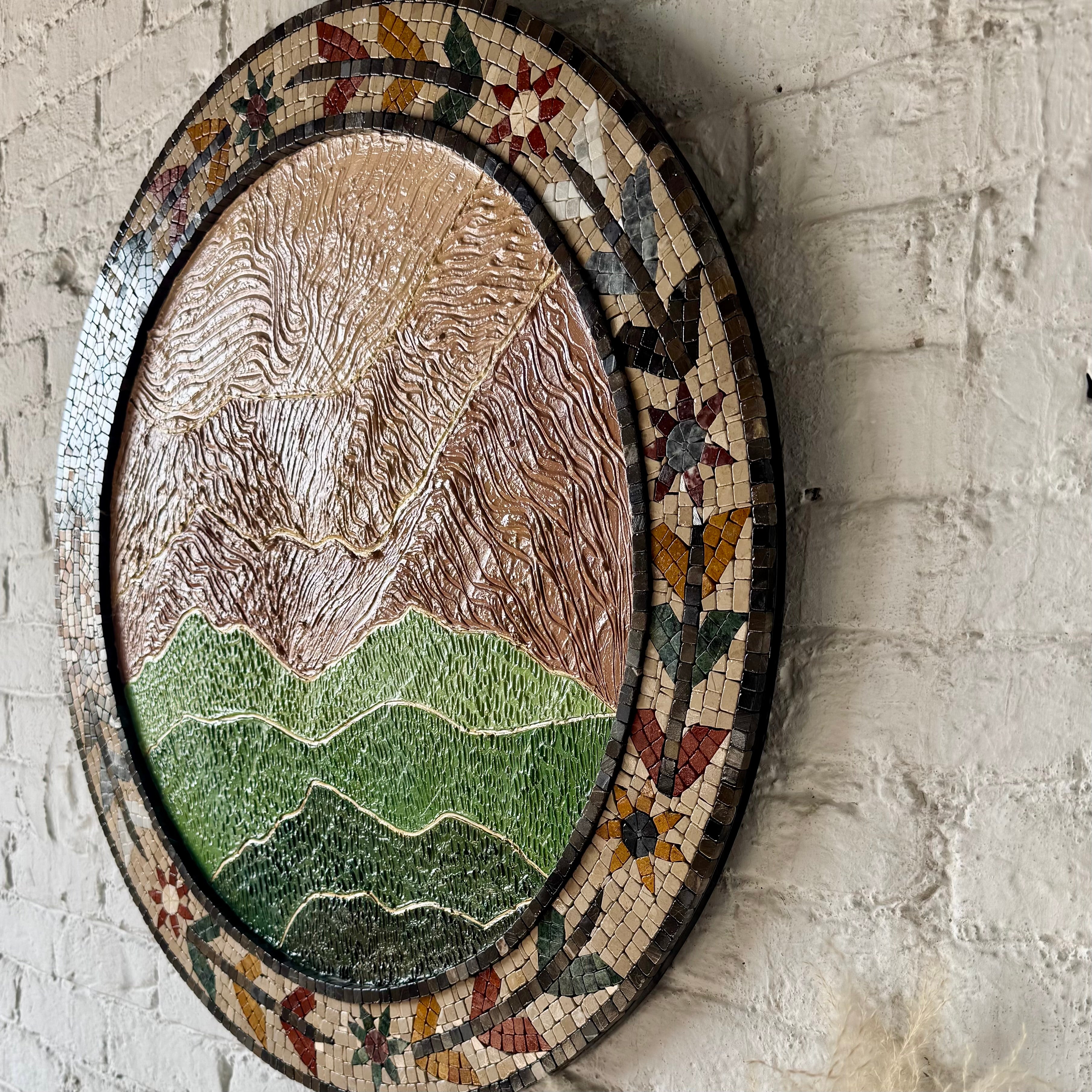 Mountain Serenity: Handcrafted Mosaic & Textured Wall Art