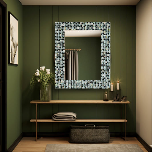 Monochrome Glass Mosaic Hanging Wall Mirror