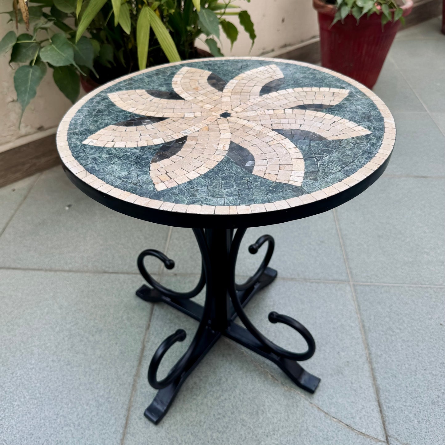 Outdoor Celestial Petal Mosaic Coffee Table