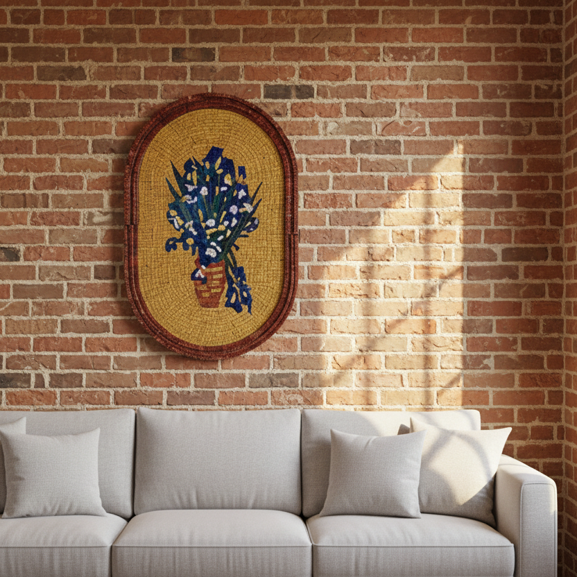 Floral Mosaic Vase Wall Hanging – Artisan Stone Artwork