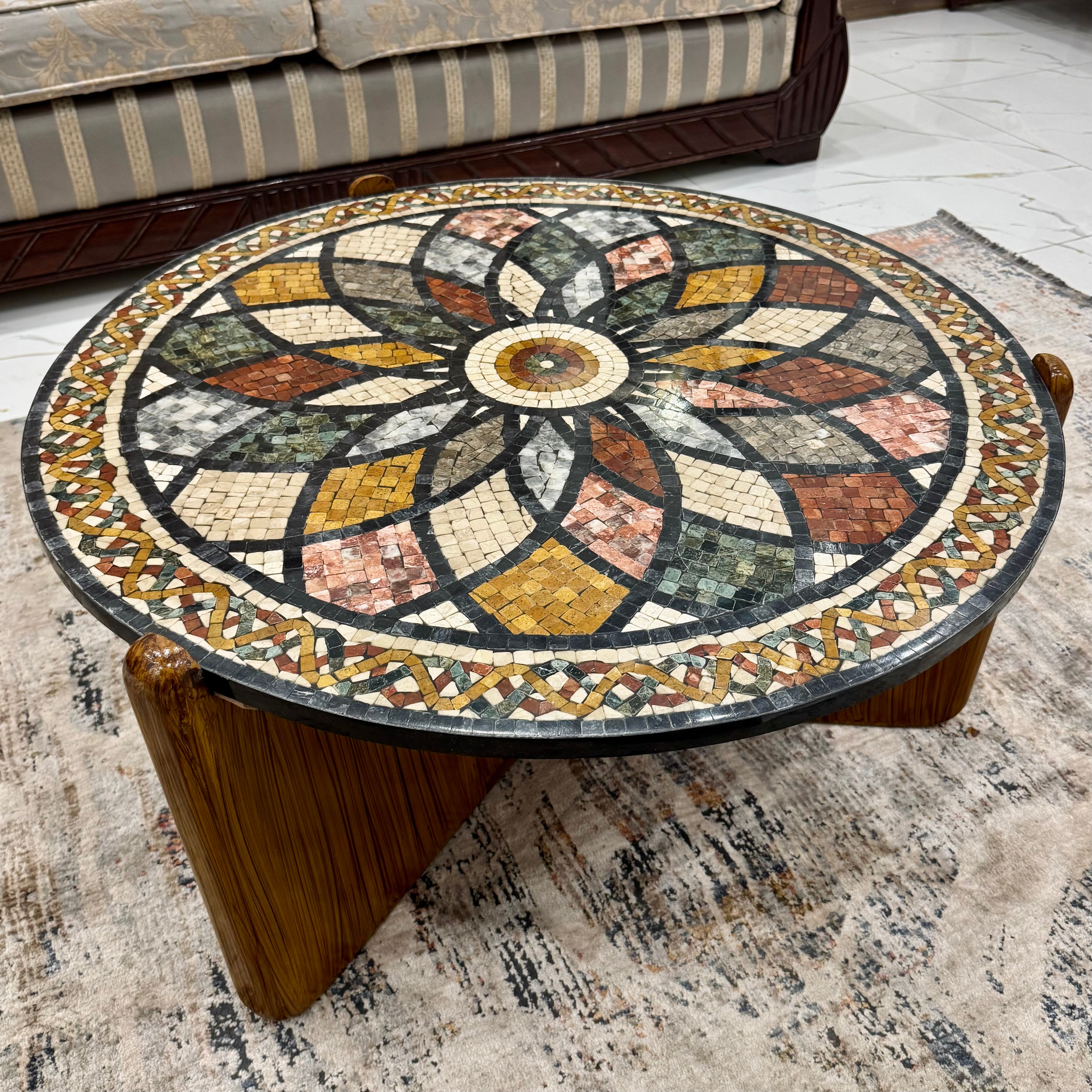 Premium Spectrum Mosaic Stone Center Table Artwork
