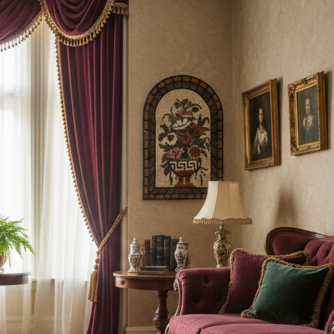 Grecian Petals Premium Handcrafted Mosaic - Hanging Wall Decor for Quirky Home Decor