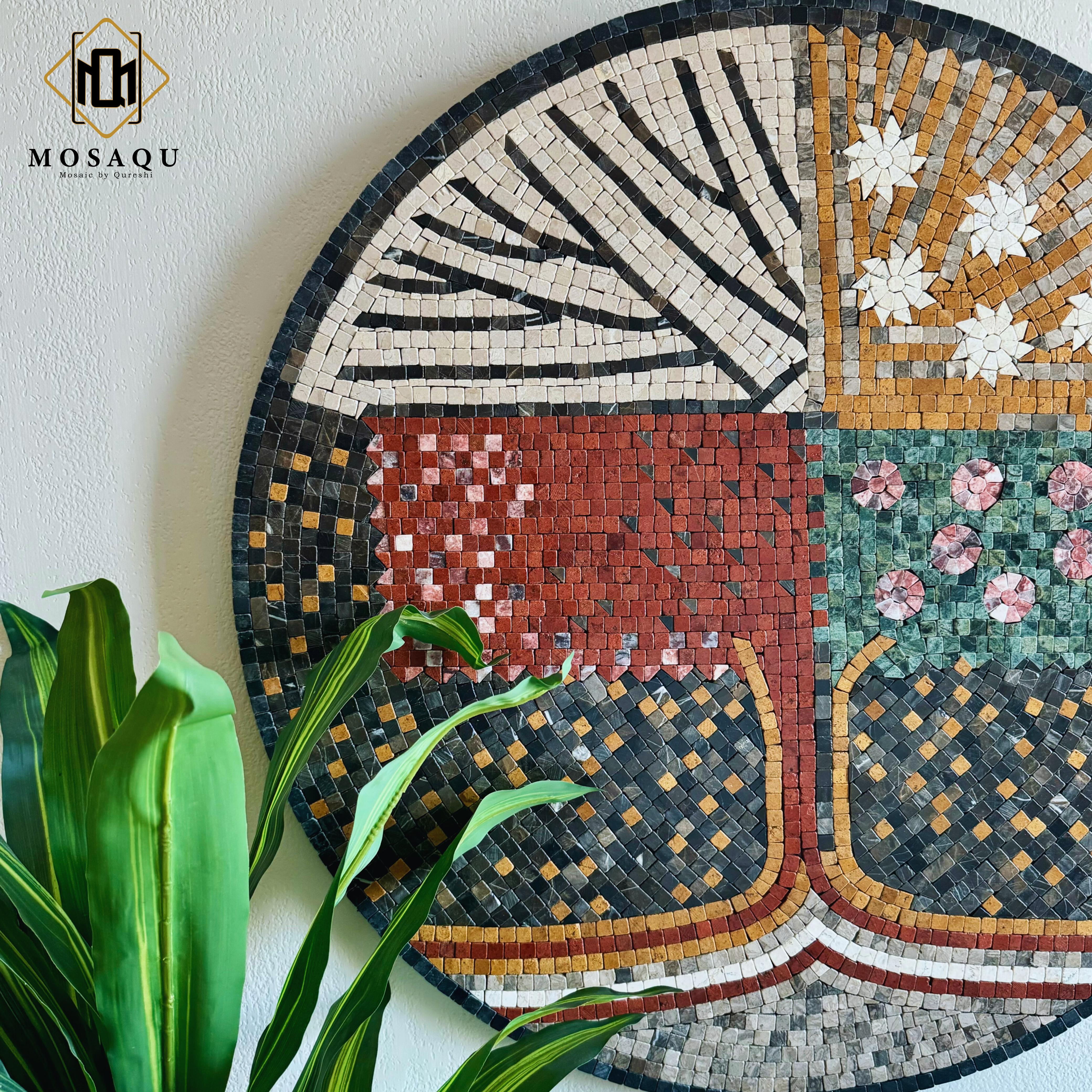 Dark Tree of Life Mosaic – Handmade Seasonal Circle Wall Decor and Antique Home Decor