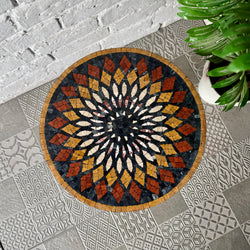 Aurora Mosaic Accent Coffee Table - Ornate Curve Base for Country Home Decor