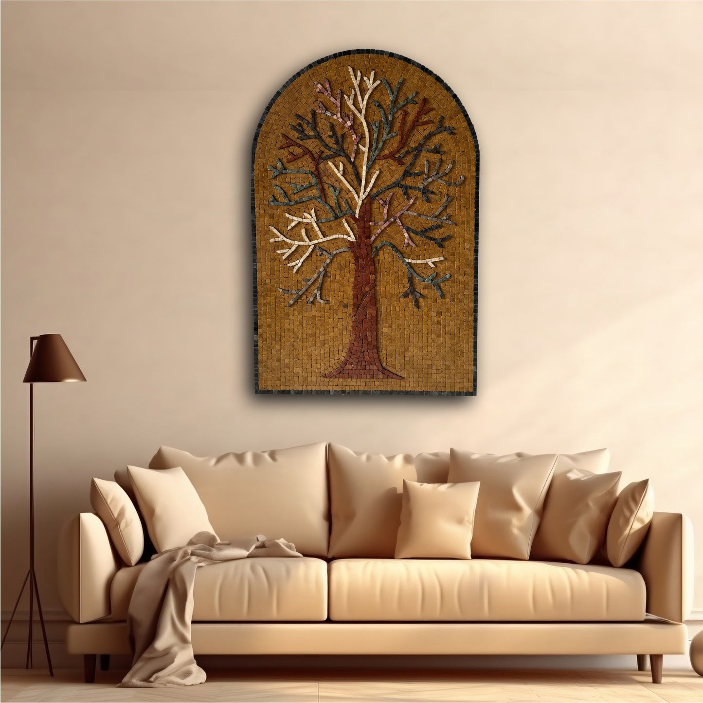 Rustic Stone Tree Mosaic - Handcrafted Premium Decor