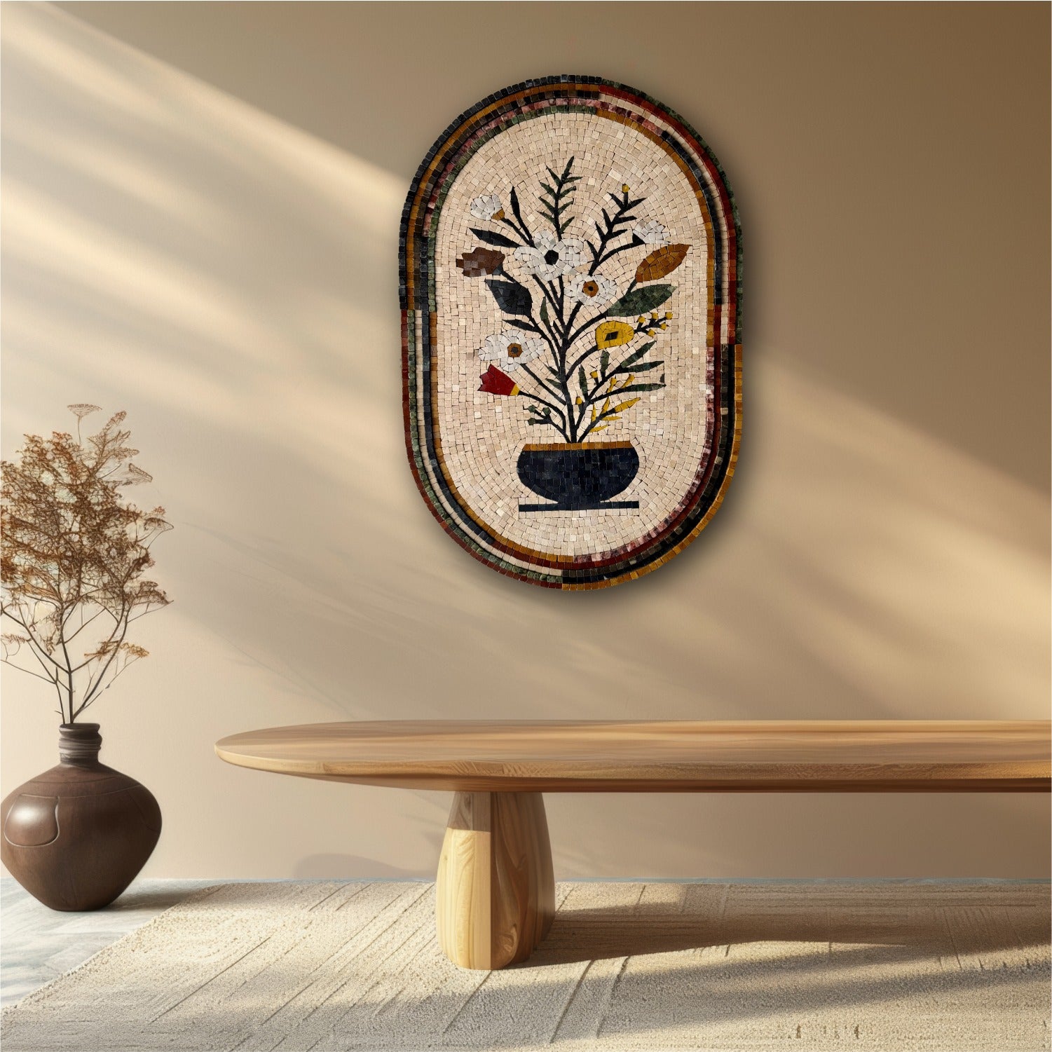 Floral Elegance Mosaic Art Hanging - Luxury Mosaic Wall Art for Quirky Home Decor