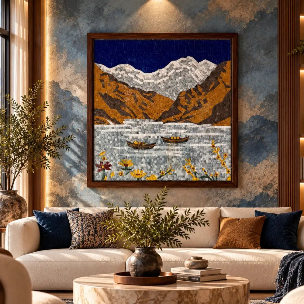 Attabad Lake Mosaic Wall Art – Handmade Timeless Attabad Lake Artwork - 32’’ x 32’’