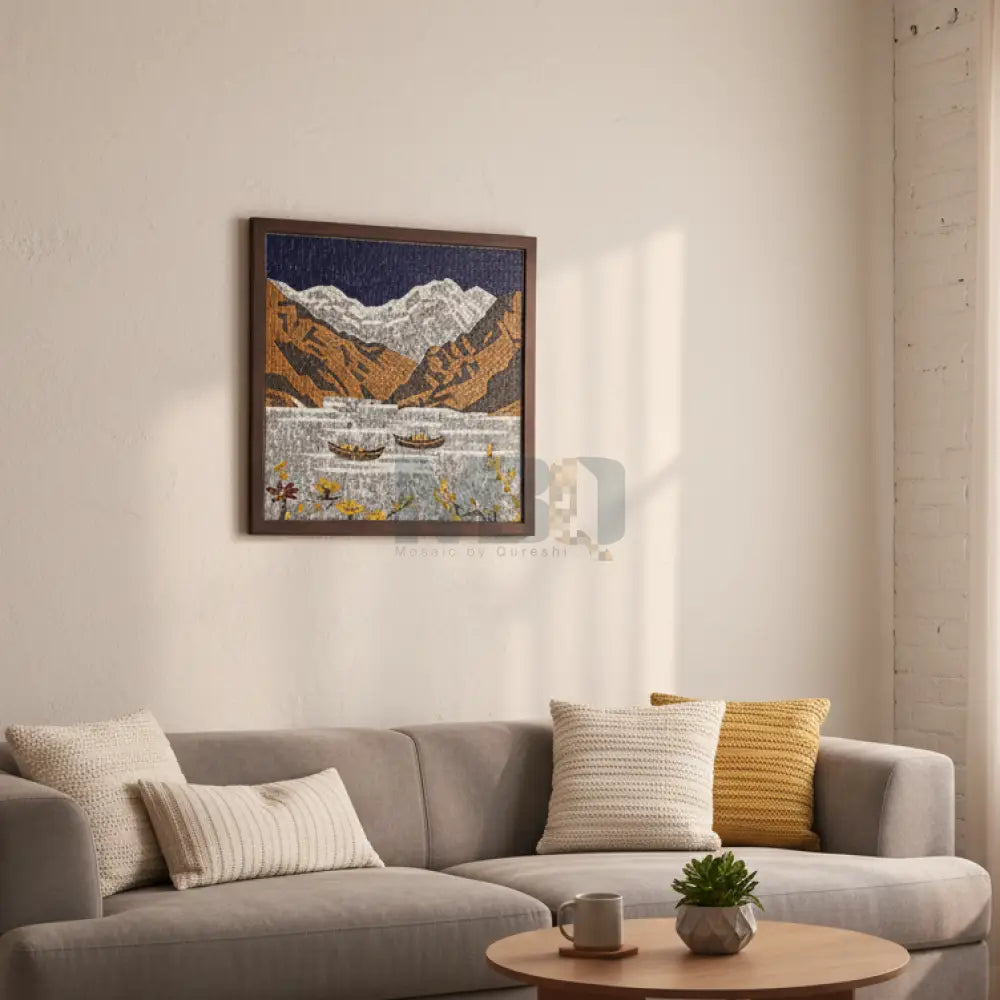 Attabad Lake Mosaic Wall Art – Handmade Timeless Attabad Lake Artwork 32’’ x 32’’