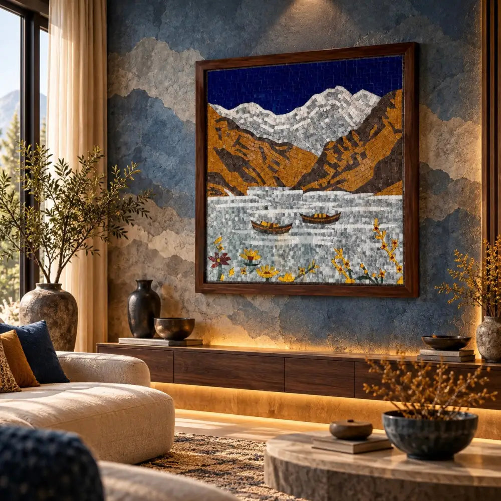 Attabad Lake Mosaic Wall Art – Handmade Timeless Attabad Lake Artwork - 32’’ x 32’’