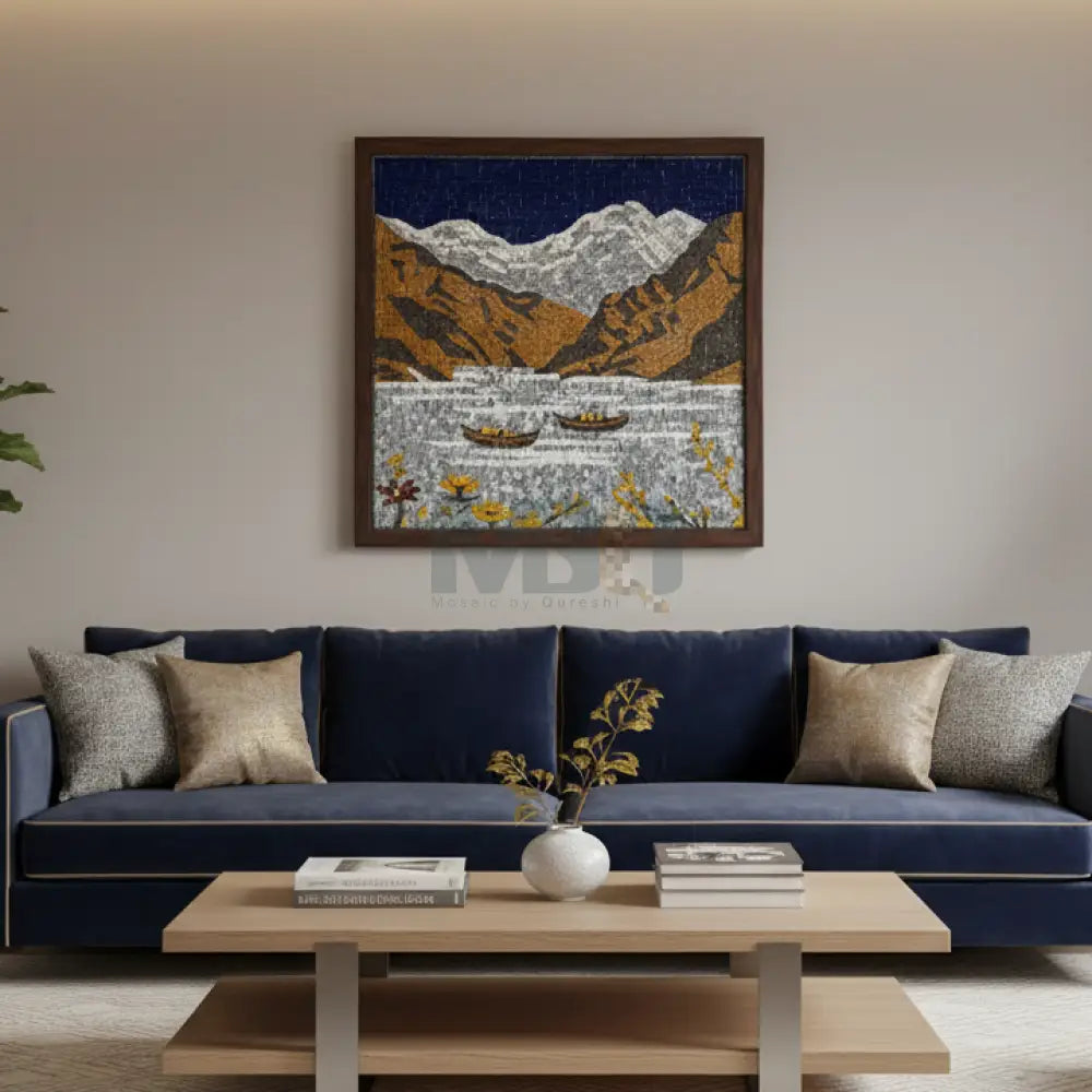 Attabad Lake Mosaic Wall Art – Handmade Timeless Attabad Lake Artwork 32’’ x 32’’