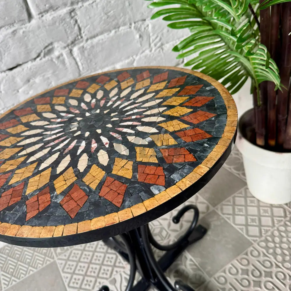 Aurora Mosaic Accent Coffee Table - Ornate Curve Base for Country Home Decor 16” x 16” x 20”