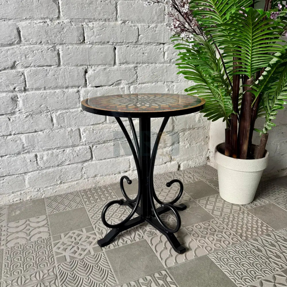 Aurora Mosaic Accent Coffee Table - Ornate Curve Base for Country Home Decor 16” x 16” x 20”