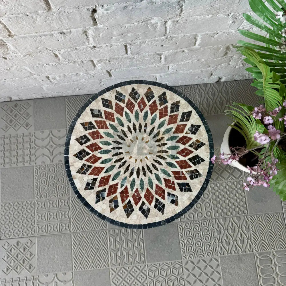Aurora Mosaic Accent Cream Coffee Table 16” x 16” x 20”