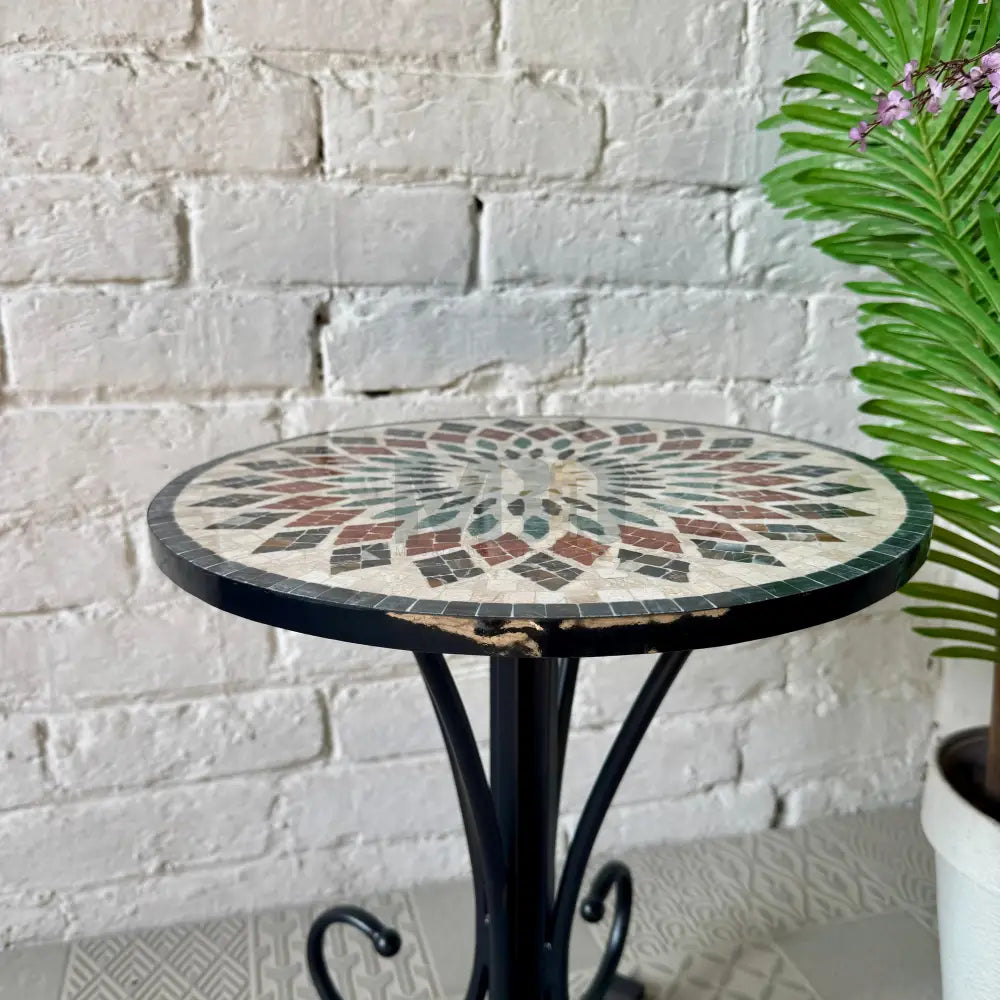 Aurora Mosaic Accent Cream Coffee Table - Ornate Curve Base for Economy Home Decor 16” x 16” x 20”