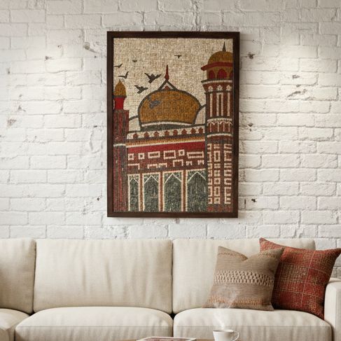 Signature Badshahi Mosque Stonework Islamic Hanging - Sacred Wall Art for Country Home Decor