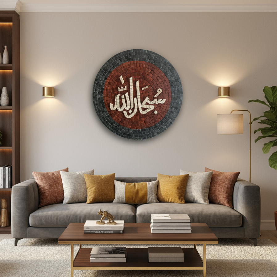 Subhanallah, Ready to hang, Mosaic Artwork, Stones work calligraphy