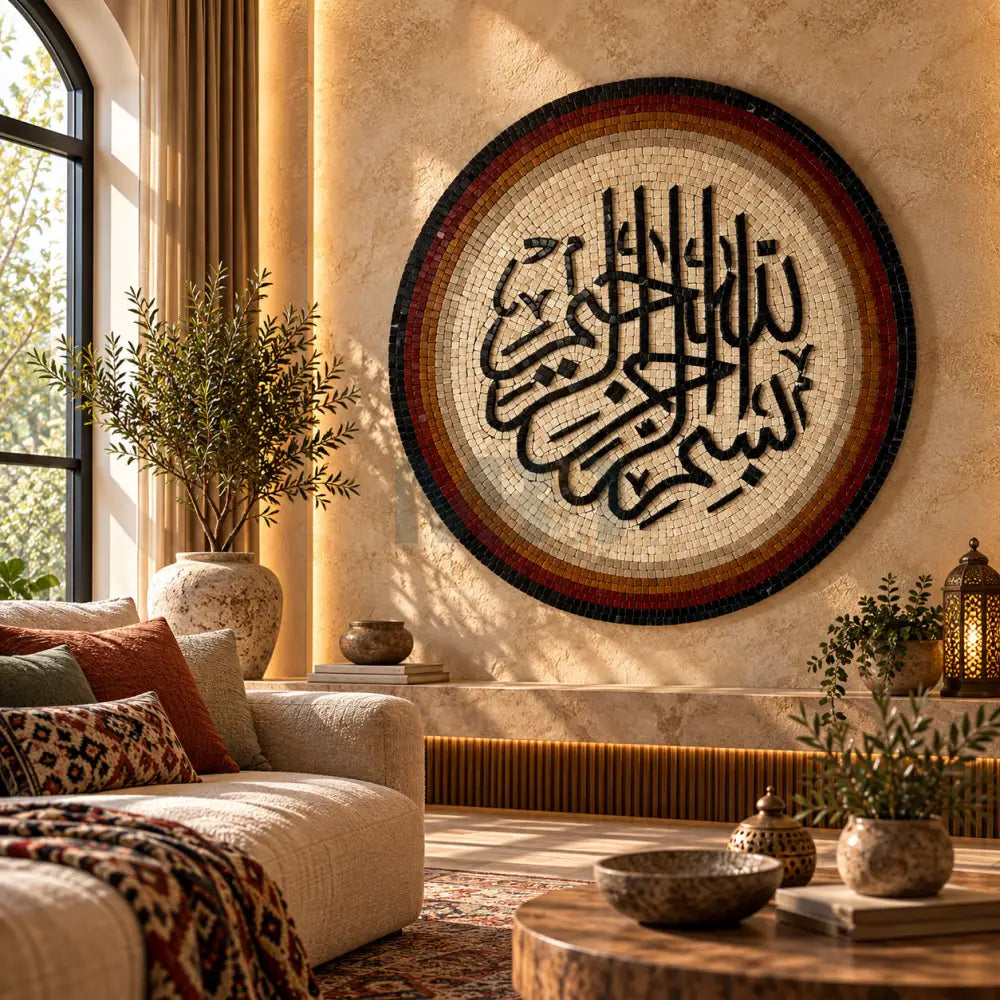 Bismillah Islamic Mosaic Wall Art – Premium Mosaic Wall Hangings - 32’’x32’’ - Wall Hangings