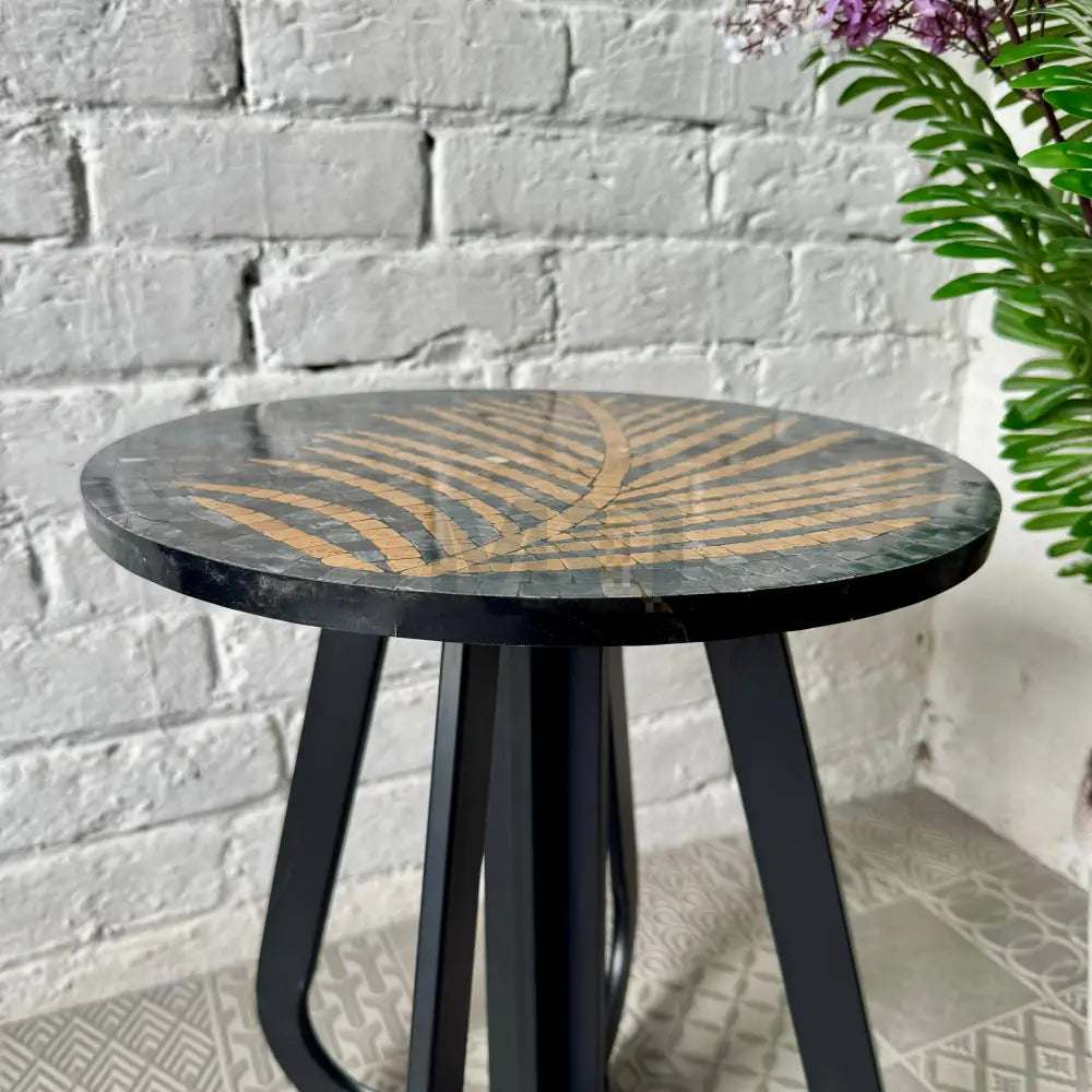 Black Tea Leaf Stone Coffee Table 16” x 16” x 20”