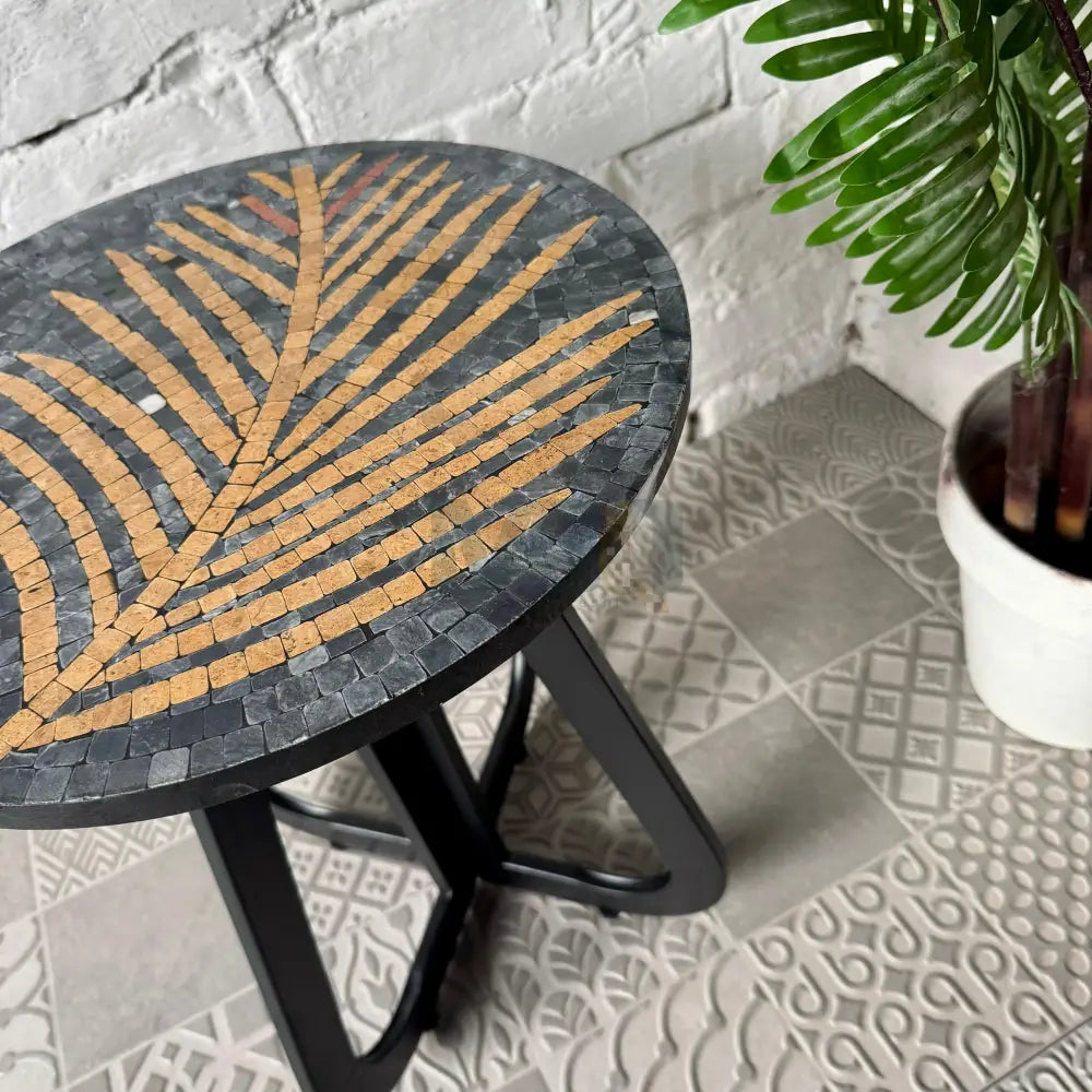 Black Tea Leaf Stone Coffee Table 16” x 16” x 20”