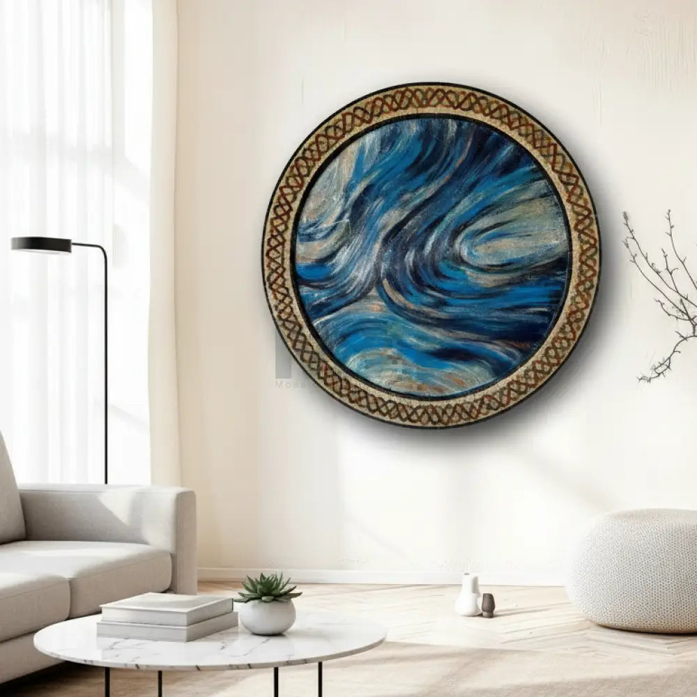 Blue Serenity – Exquisite Mosaic & Textured Artwork with Mesmerizing Fusion 48” x 48”