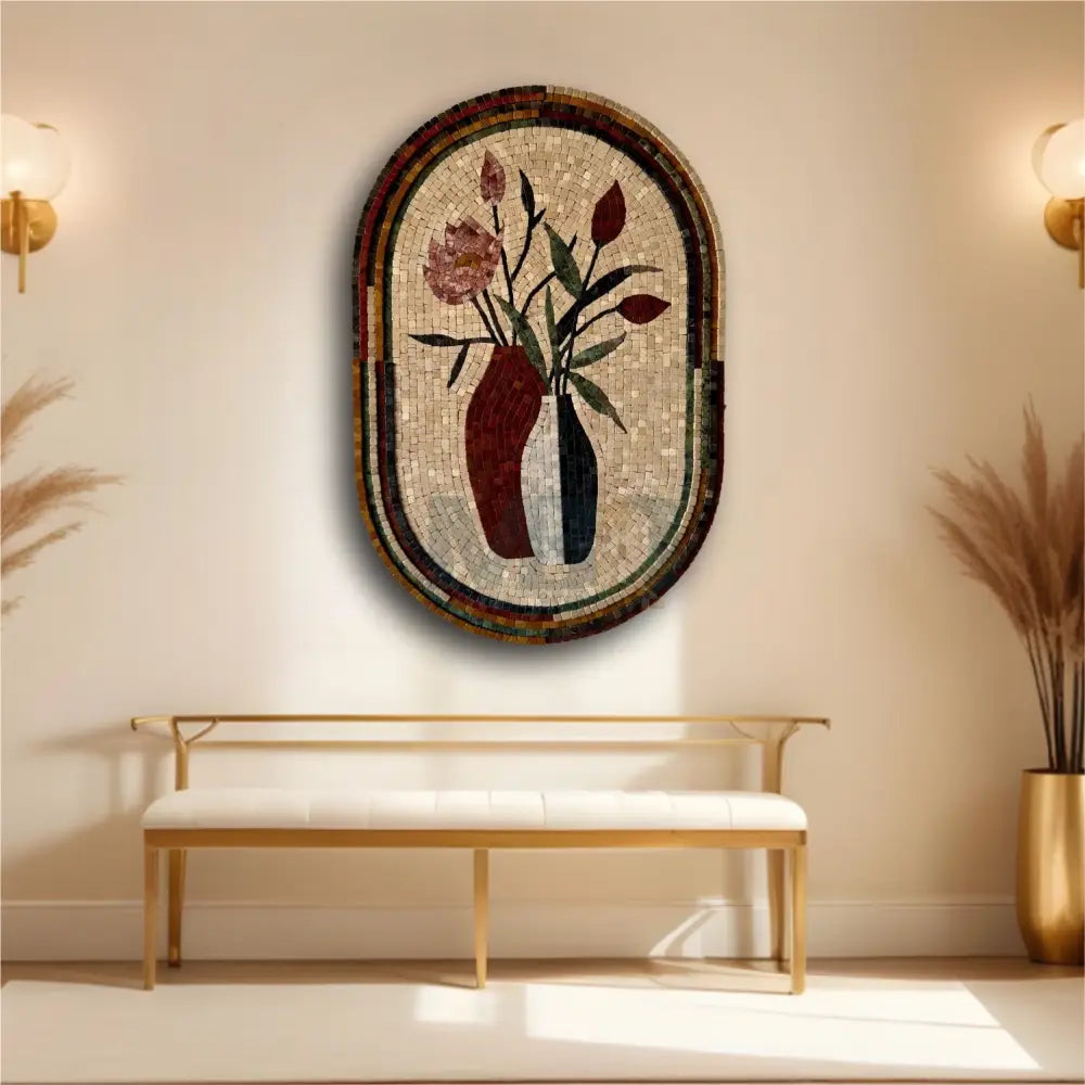 Botanical Whispers: A Luxe Mosaic Artwork for Country Home Decor 36’’ x 24’’ Wall Hangings