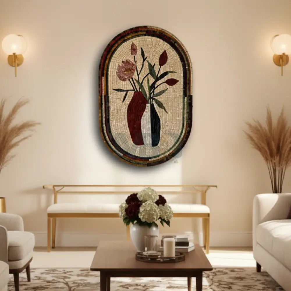 Botanical Whispers: A Luxe Mosaic Artwork for Country Home Decor 42’’ x 30’’ Wall Hangings