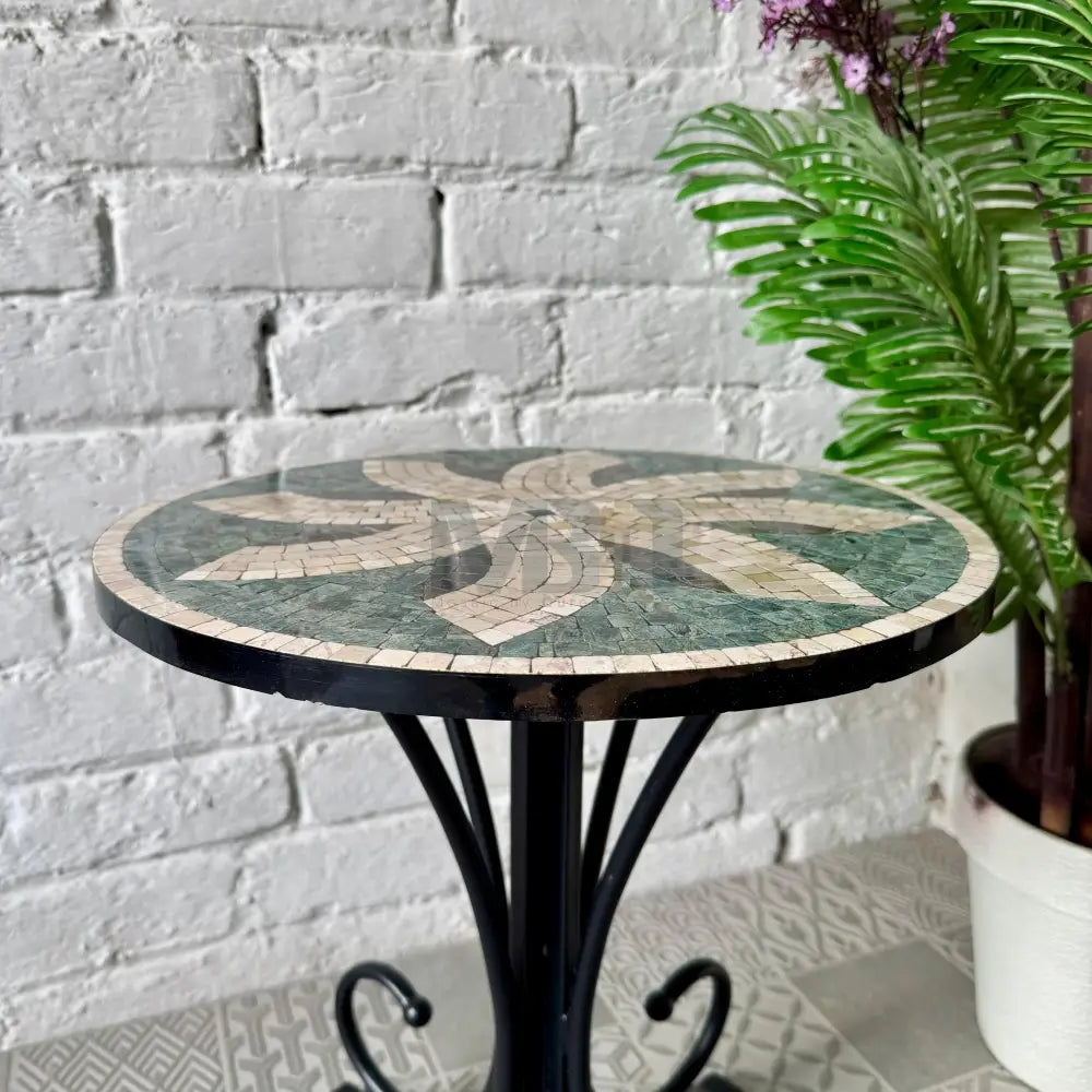 Celestial Petal Mosaic Coffee Table - Ornate Curve Base for Charming Individuals 16” x 16” x 20”