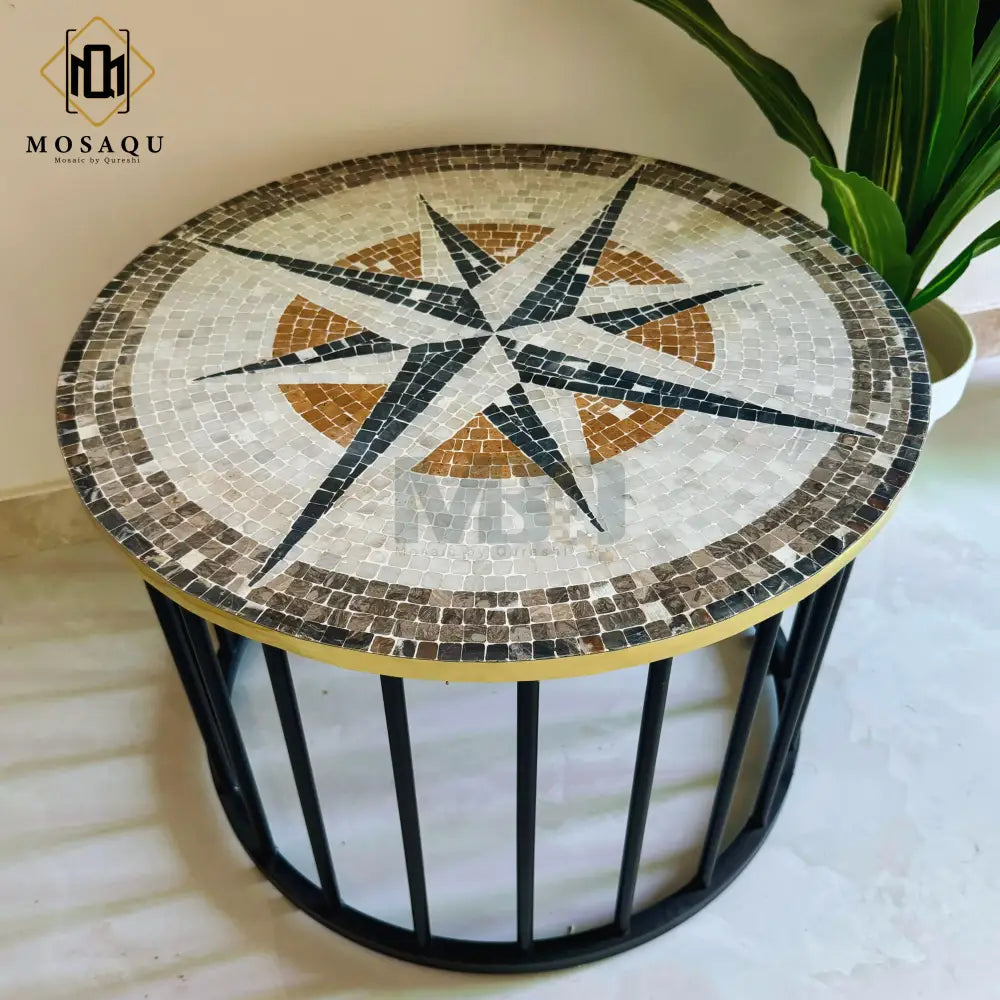 COMPASS ART MOSAIC COFFEE TABLE FOR WESTERN AND QUIRKY HOME DECOR 24” x 24”