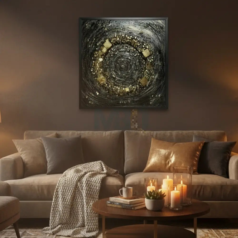Cosmic ’Black Hole’ Stone Mosaic – Handcrafted and Epic Mosaic Wall Art 32”x32” Wall Hangings
