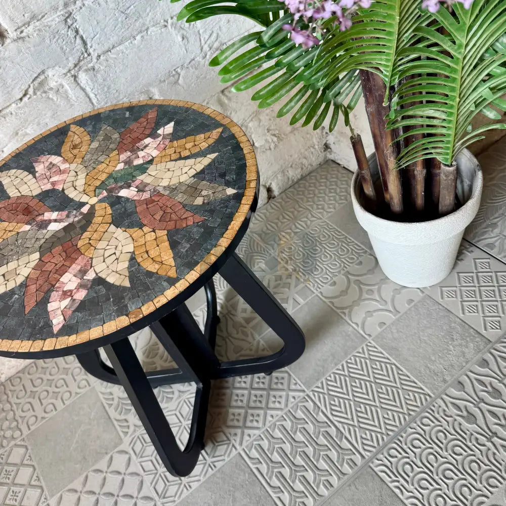 Dark Floral Harmony Mosaic Coffee Table 16” x 16” x 20”