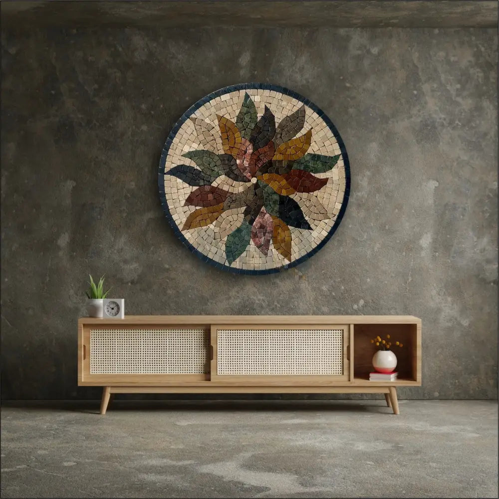 Dark Floral Harmony Mosaic for Western and Antique Home Decor Wall Hangings
