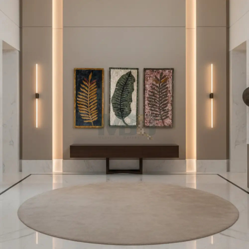 Dark Leaf Design Stone Mosaic Wall Art – Handmade Natural Stones